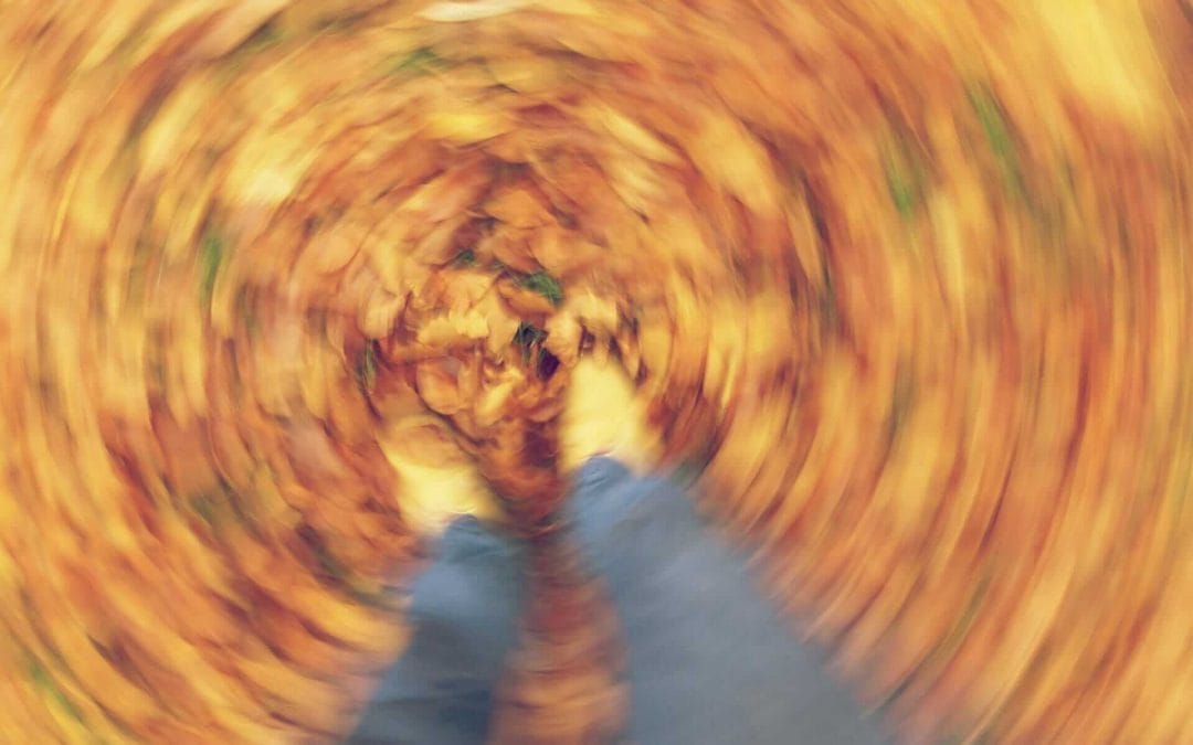 Blurred shot of a man's feet representative of dizziness which can be treated by vestibular therapy in columbus